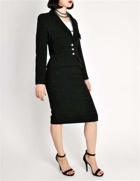 chanel shorts suit black|vintage chanel suits for women.